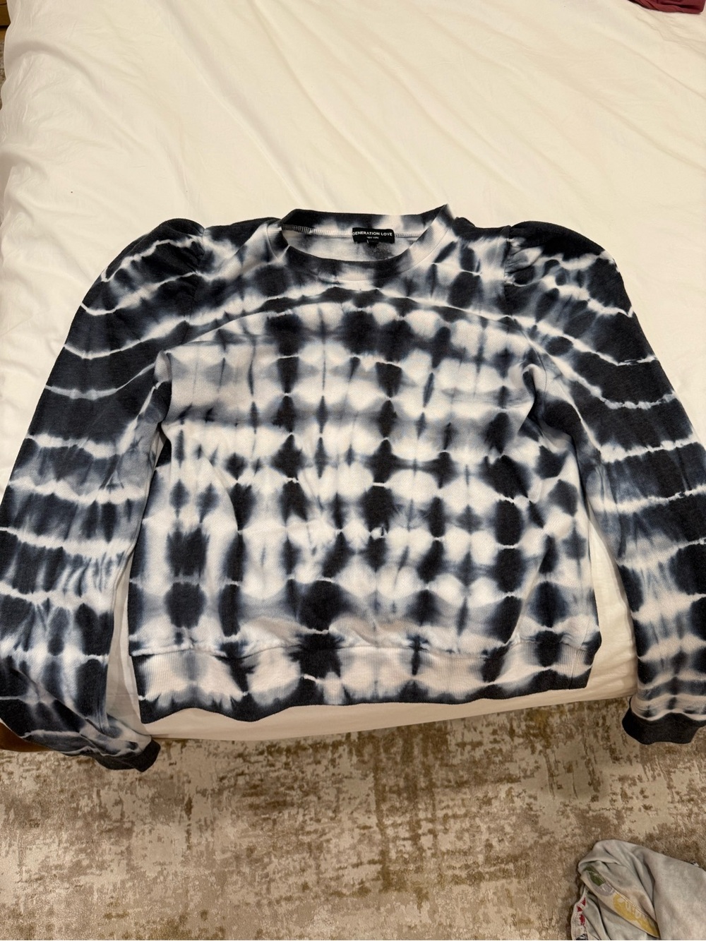 Generation Love Navy & White Tie-Dye Crewneck Sweater
